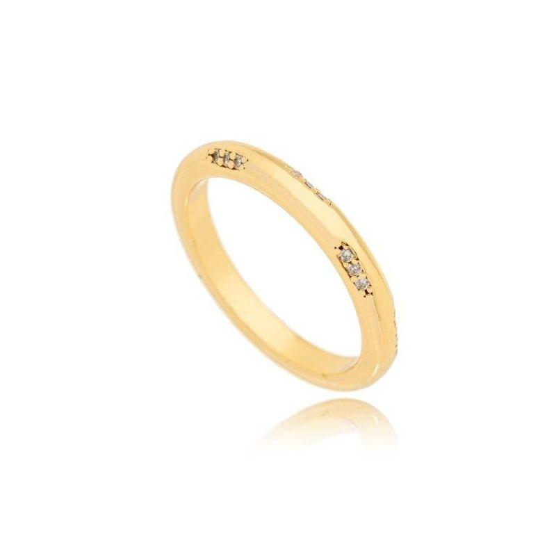 Anel Mini Losango Cravejado Ouro