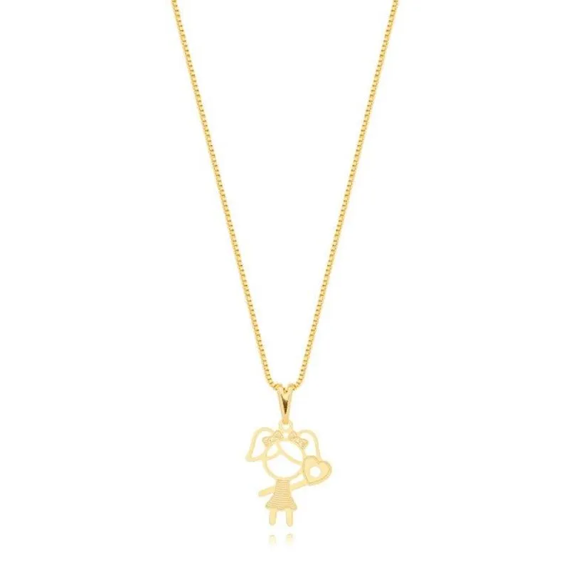 Colar Filha Unico com Coração Zirconia Ouro