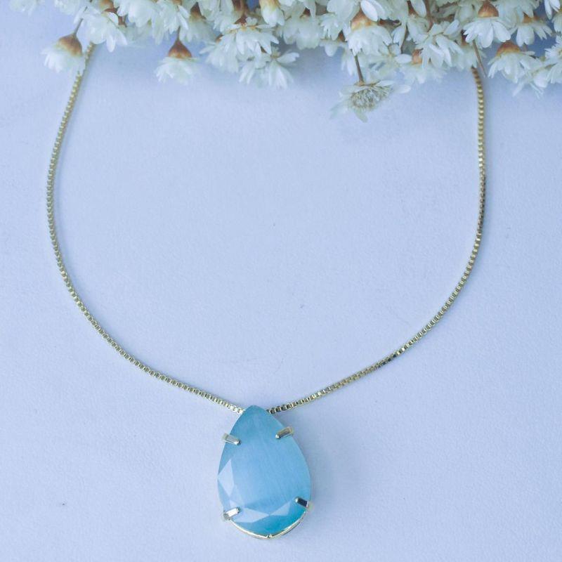 Colar Gota Zirconia Colorida Grande