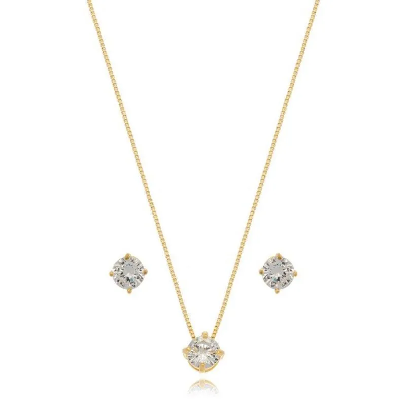 Conjunto Ponto de Luz 8mm Ouro