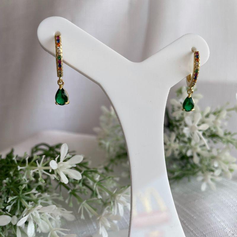 Brinco Argola Cravejada com Gota