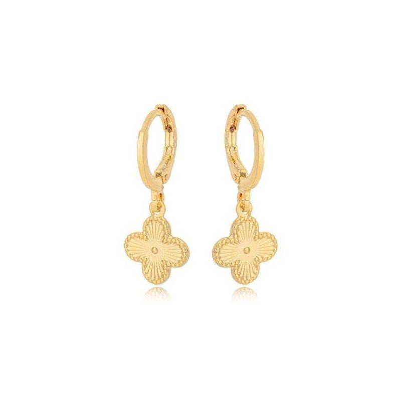 Brinco Argola Trevo Chapa Ouro