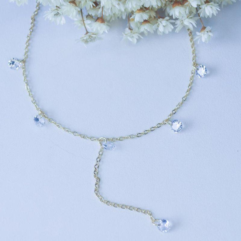 Colar Chocker Gravata Pingentes de Zirconias