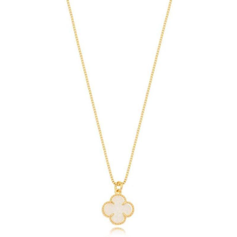 Colar  Trevo Branco Ouro
