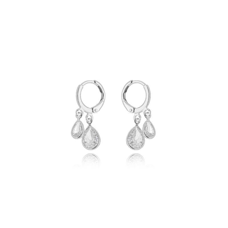 Brinco Argola 2 Zirconias Balão
