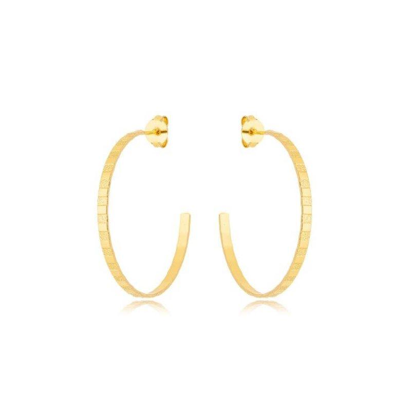 Brinco Argola Chapas Lisas e Foscas 3,5cm