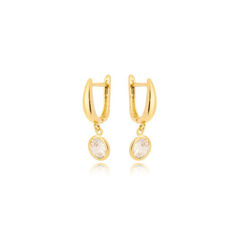 Brinco Argola Zirconia Cravação Inglesa