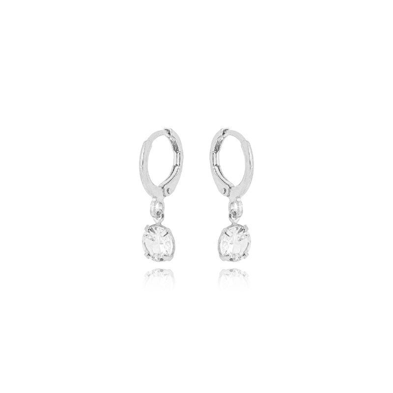 Brinco Argola Zirconia Redonda