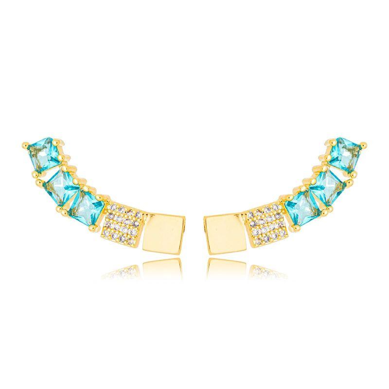 Brinco Ear Cuff Zirconias e Cristais Colors
