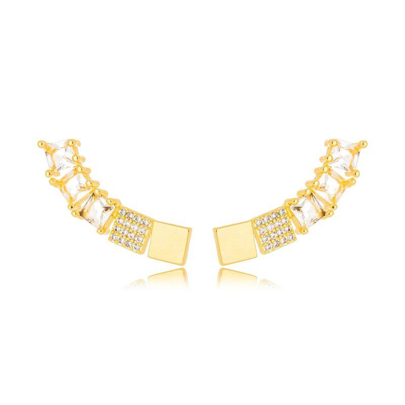 Brinco Ear Cuff Zirconias e Cristais Colors