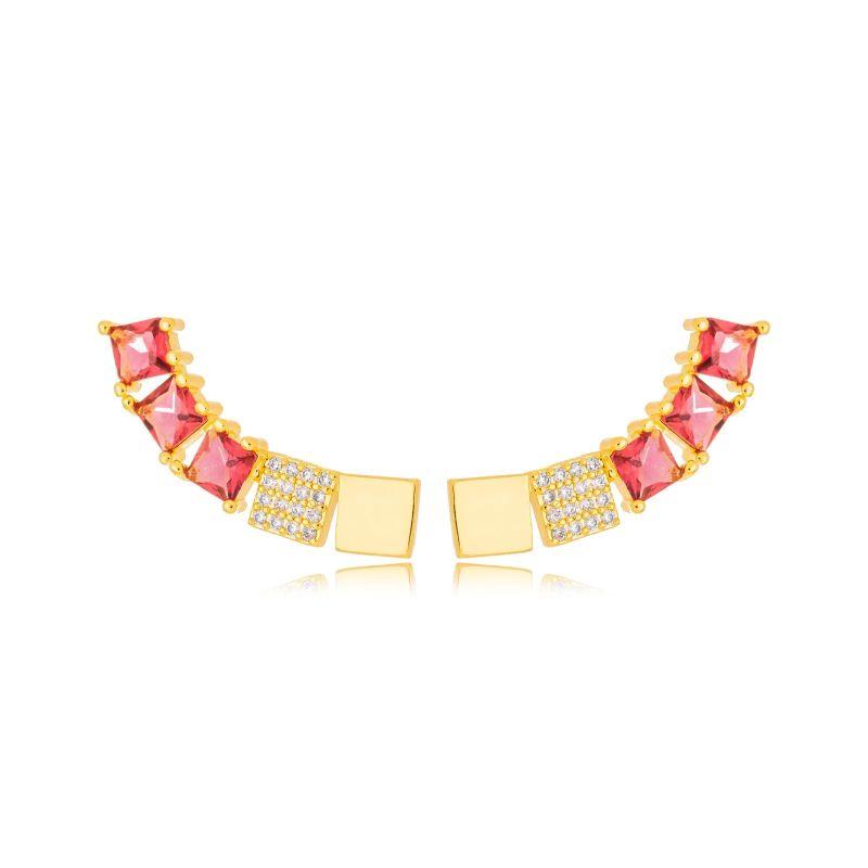 Brinco Ear Cuff Zirconias e Cristais Colors