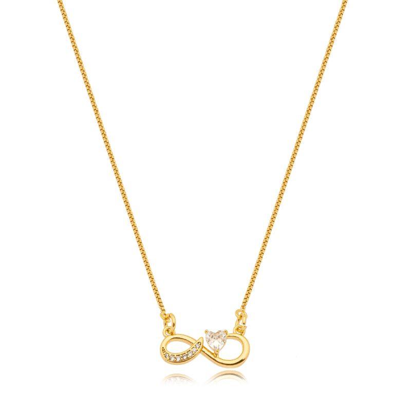 Colar Infinito com Zirconia Coração