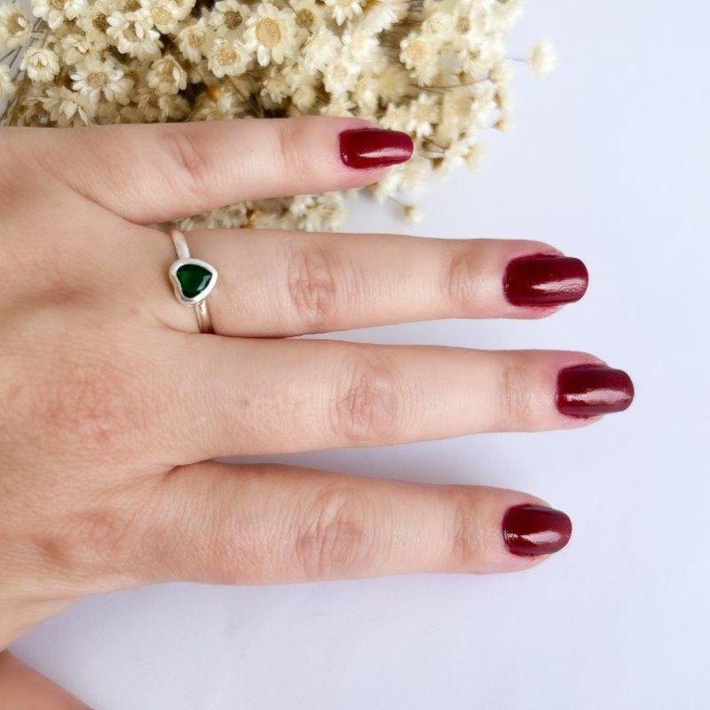 Anel Coração Cravação Inglesa