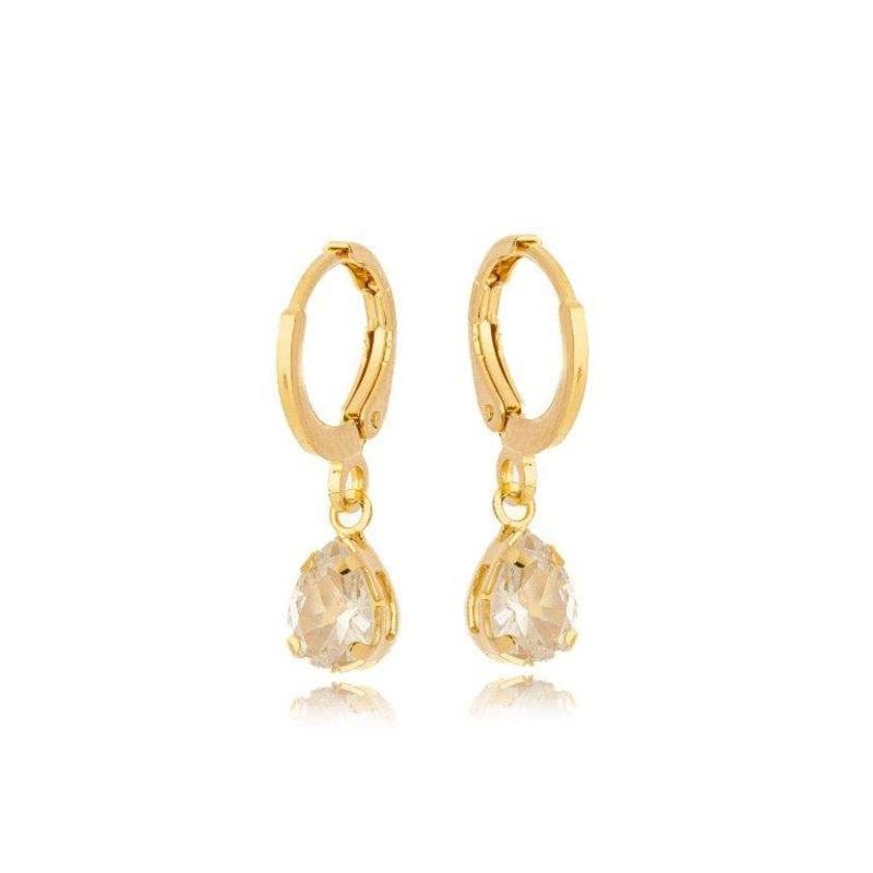 Brinco Argola Zirconia Gota