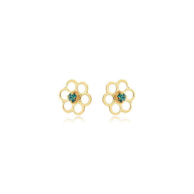 Brinco Flor Vazada e Miolo Zirconia Colors