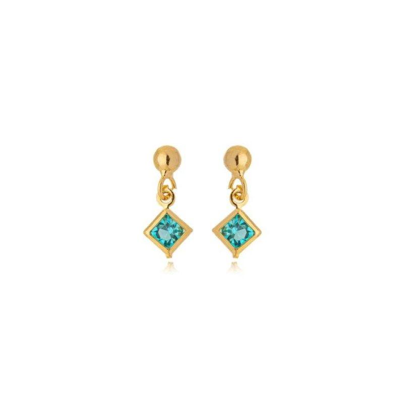 Brinco Pendente Zirconia Quadrada