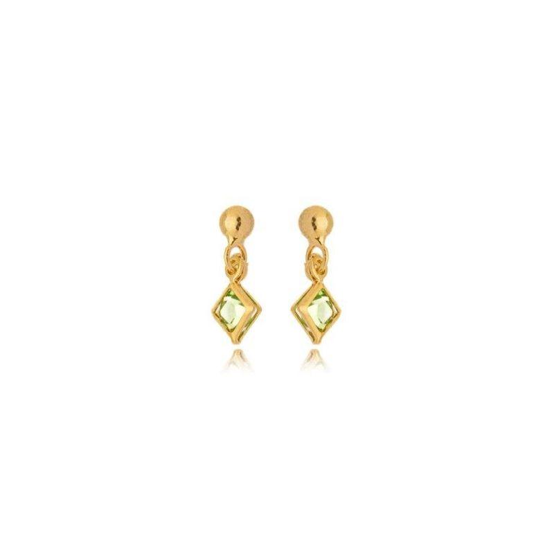 Brinco Pendente Zirconia Quadrada