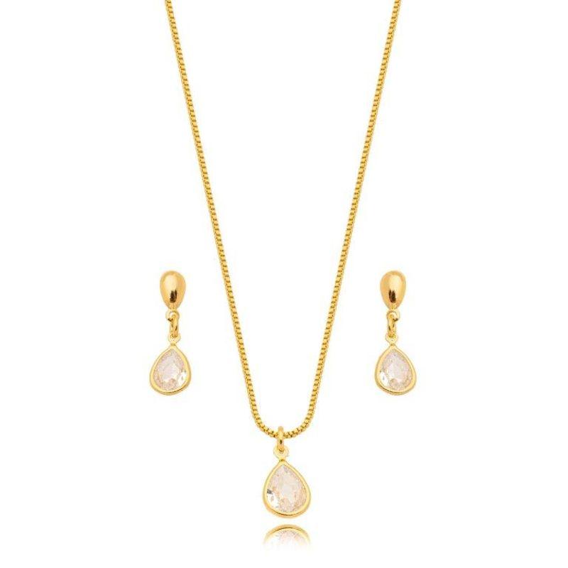 Conjunto Gota Zirconia Cristal
