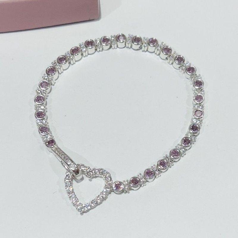 Pulseira Luxo Zirconias e Coração Cravejado Prata