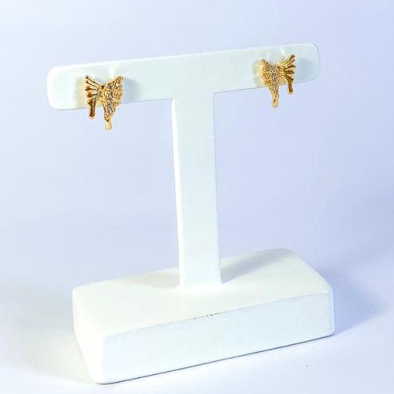 Brinco Borboleta Lisa e Cravejada Ouro