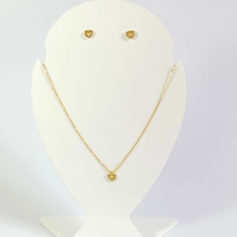 Conjunto Mini Coração Cravejado Cristal