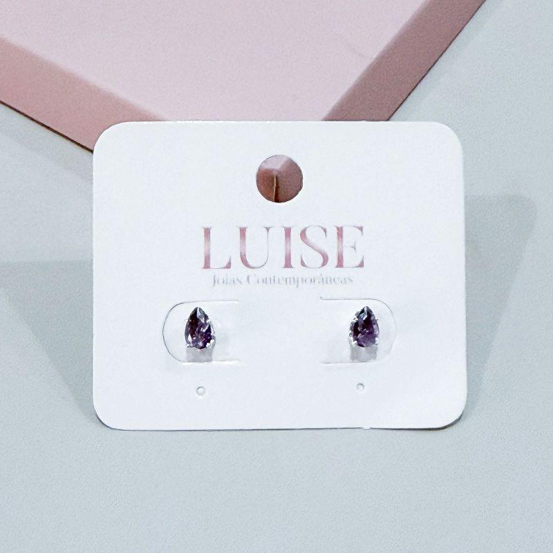 Brinco Gota Lilas Prata
