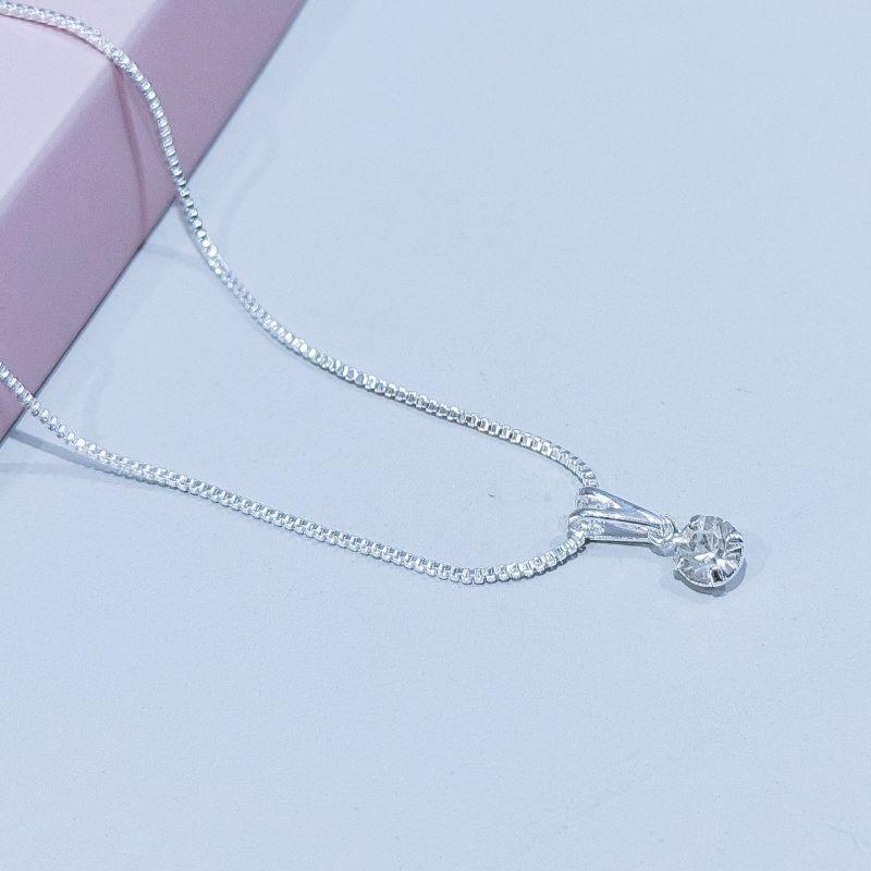 Colar Pingente Ponto de Luz 4mm Prata