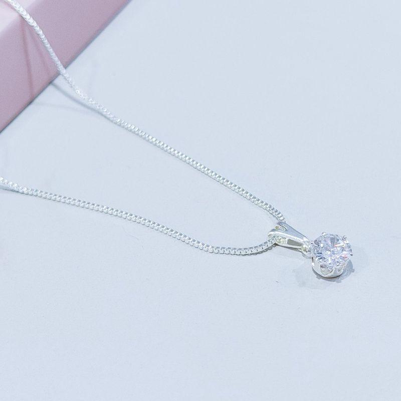 Colar Pingente Ponto de Luz 6mm Prata