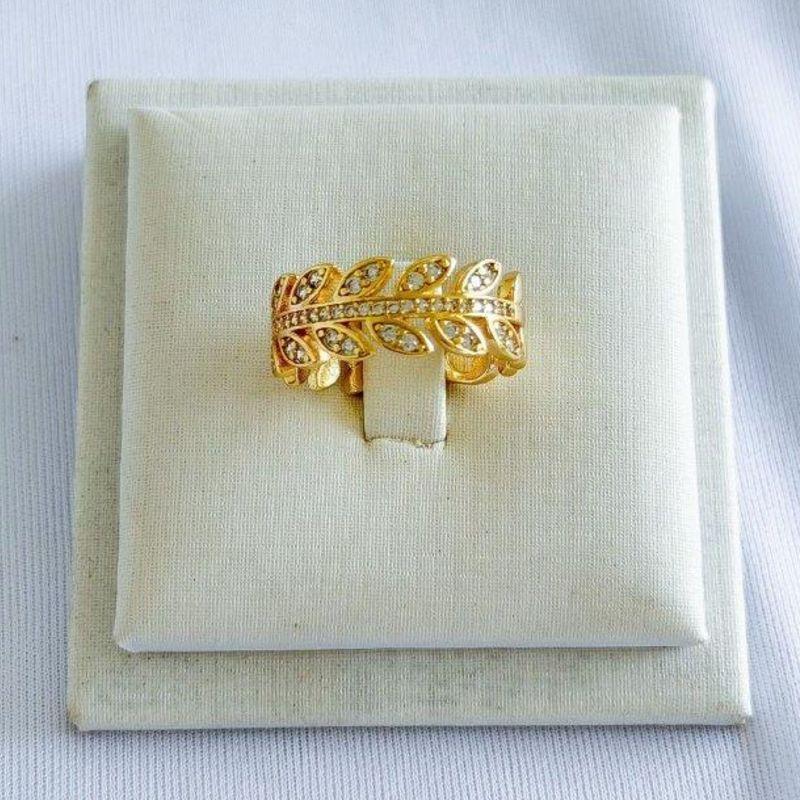 Anel Folhas Cravejadas Cravejadas Ouro