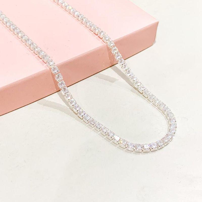 Colar Chocker Riviera Cristal Prata