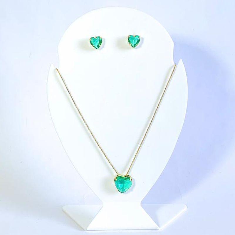 Conjunto Coração Verde Ouro