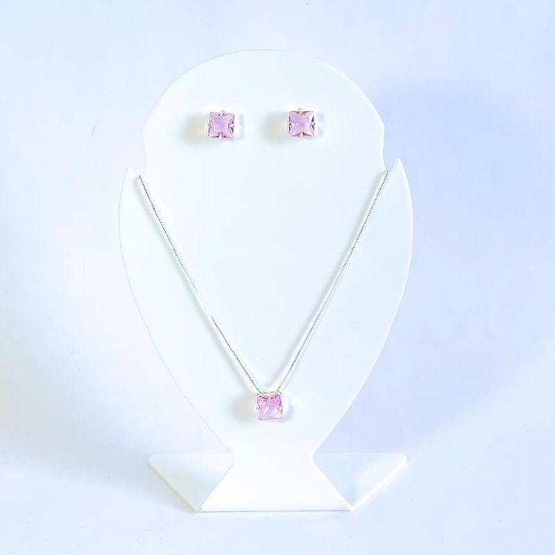 Conjunto Quadrado Rosa Prata