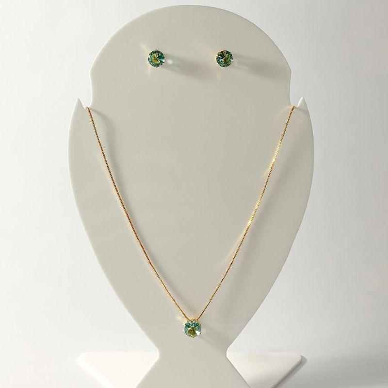 Conjunto Redondo Ponto de Luz Ouro