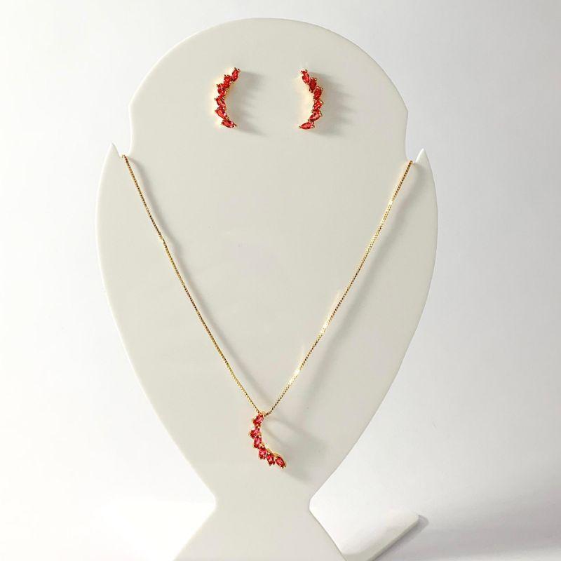 Conjunto Virgula Cravejado Ouro