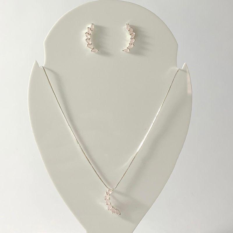 Conjunto Virgula Cravejado Prata