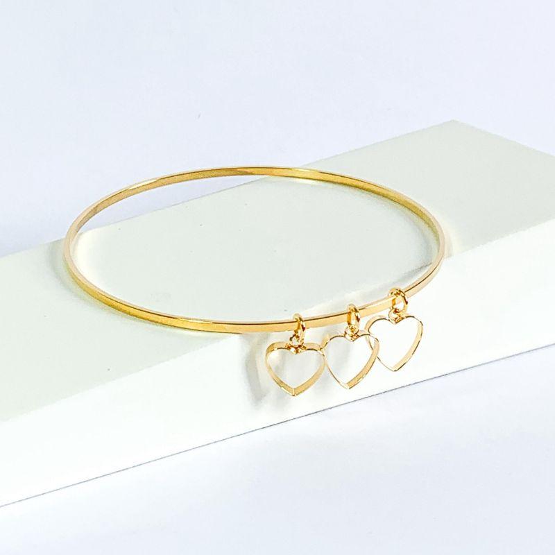 Pulseira Bracelete Tres Corações Vazados
