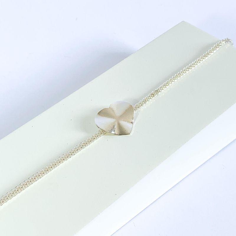 Pulseira Cano e Coração Batido Prata