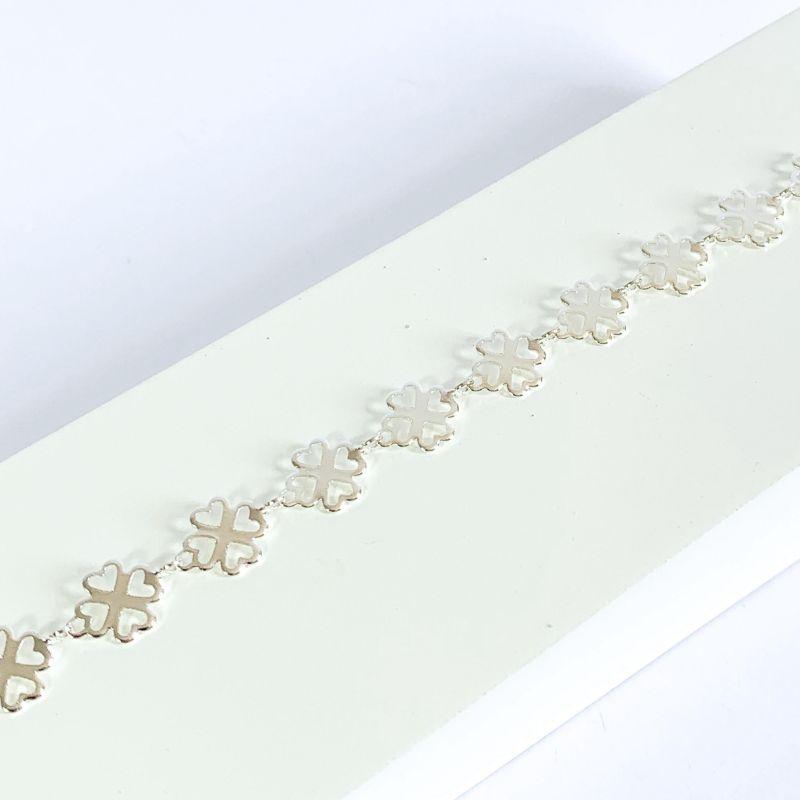 Pulseira Chapa Flor Prata
