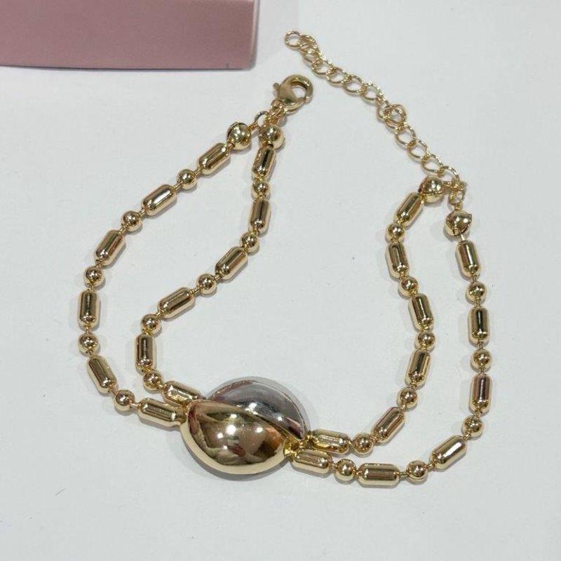 Pulseira Dupla Esferas e Traços Luxo