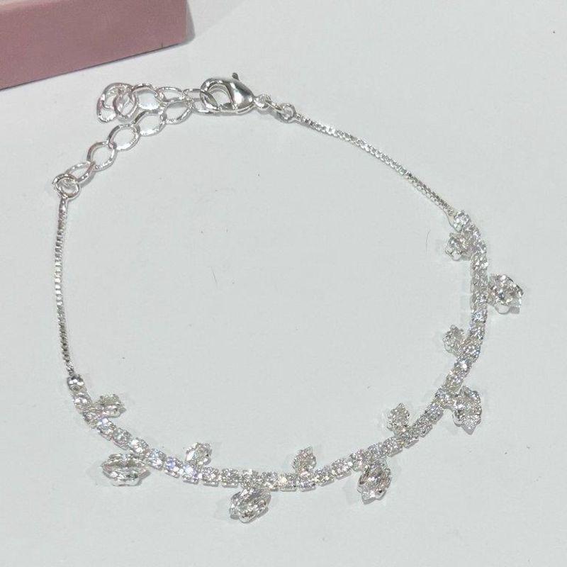 Pulseira Riviera Cristal com Pétalas Prata