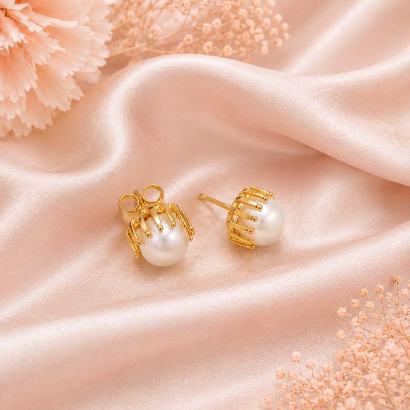 Brinco Perola com Garras Ouro