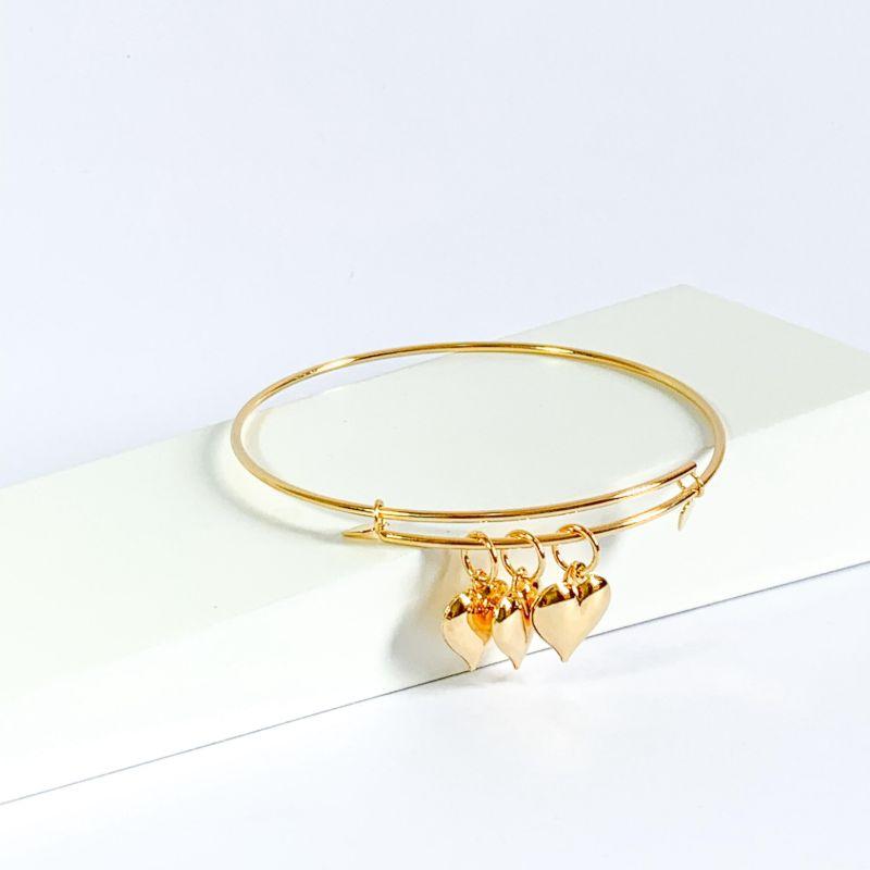 Pulseira Bracelete Tres Corações Cheios