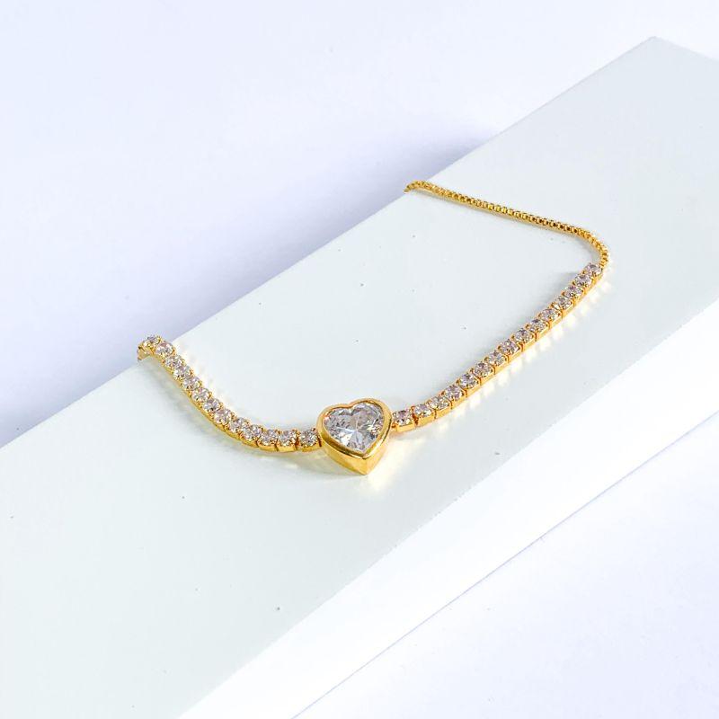 Pulseira Coração Cravejado Regulável