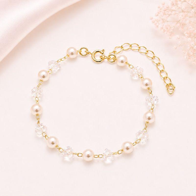 Pulseira Cristais e Pérola
