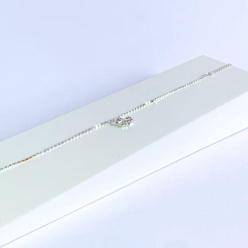 Pulseira Flor c/ Bolinhas Achatadas Prata