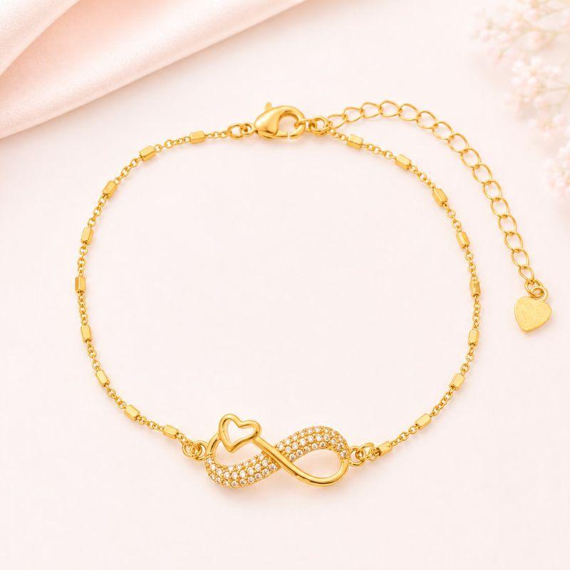 Pulseira Infinito Cravejado e Coração
