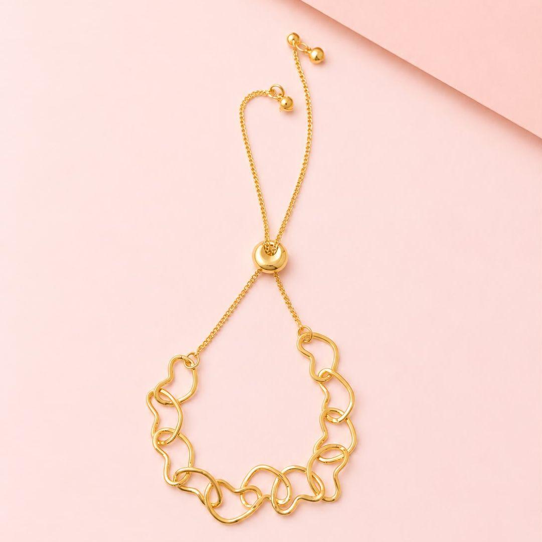 Pulseira Elos Coração Gd Ajustavel