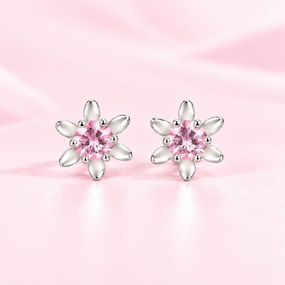 Brinco Flor com Zirconia ao Centro Prata