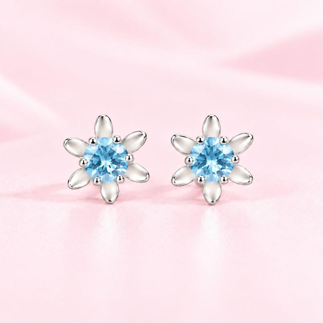 Brinco Flor com Zirconia ao Centro Prata
