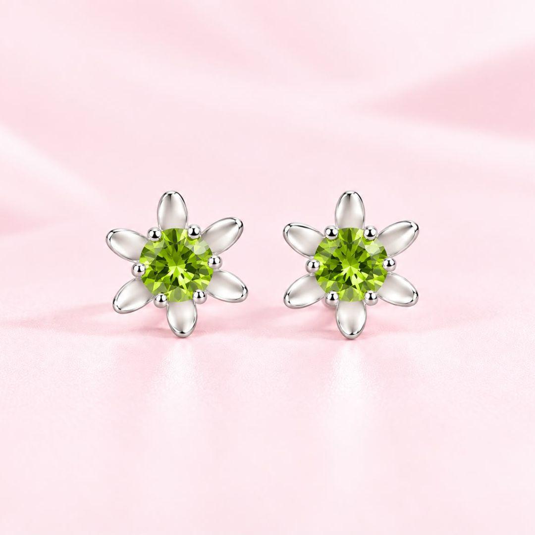Brinco Flor com Zirconia ao Centro Prata